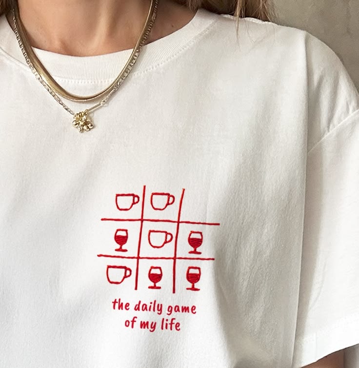 Coffee & Wine Tic-Tac-Toe Tee – Aesthetic "Daily Game of My Life" Graphic T-Shirt