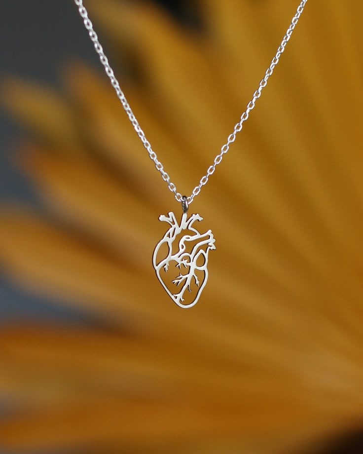 Anatomical Heart Necklace – Silver Cutout Pendant, Perfect Gift for Nurses, Doctors & Med Students