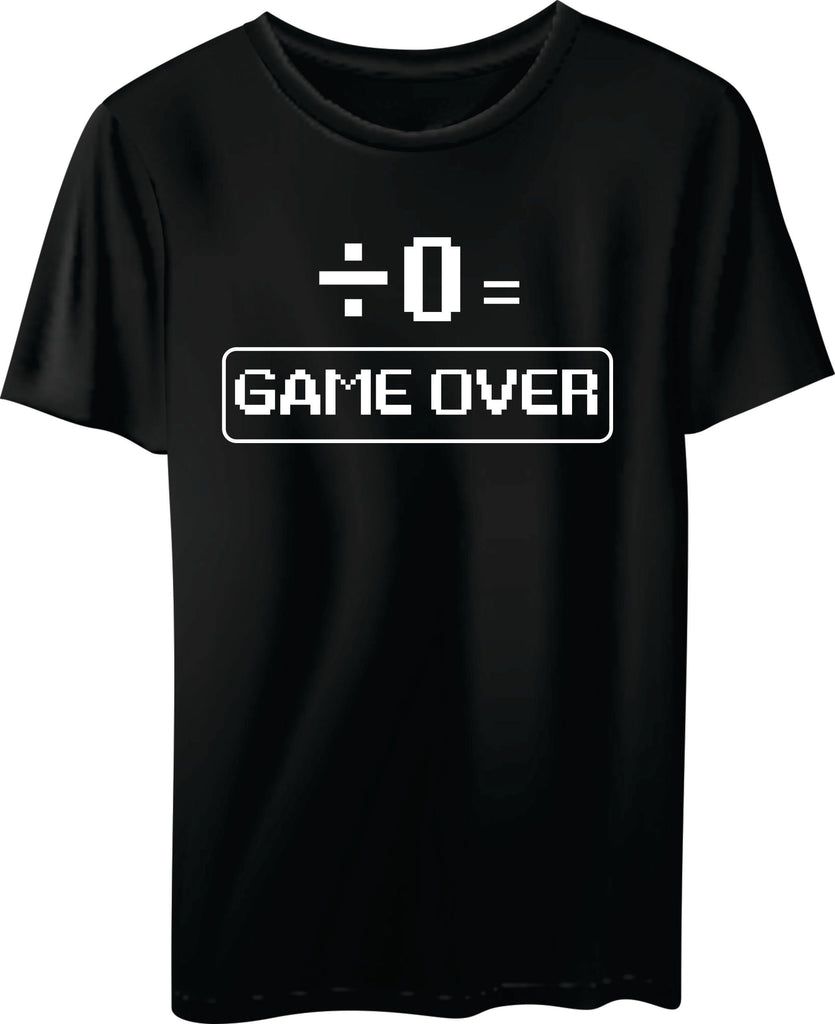 ÷ 0 = GAME OVER Men's Graphic T-Shirt – Funny Coding & Math Joke Tee